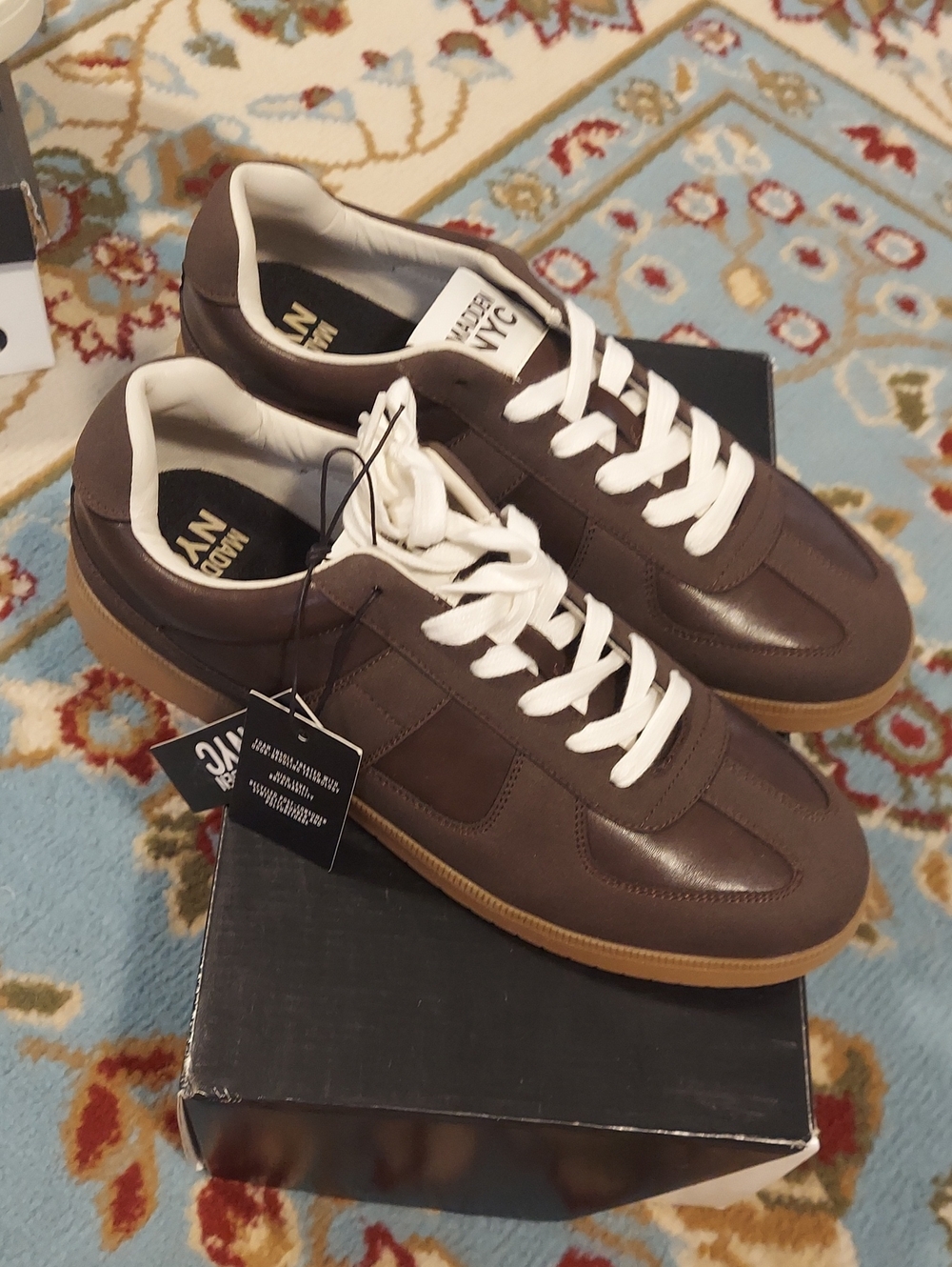 TC Men's Brown Leather Sneakers with White Laces